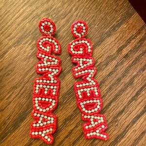 Red Beaded Gameday Earrings